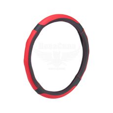 Чохол руля XL чорний з червоними вставками 41-43см. (CarLife) (перфорований)