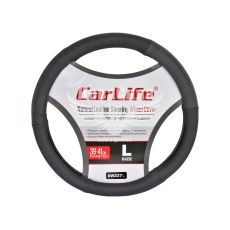 Чохол руля L шкіра чорний 39-41см. (CarLife)
