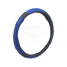 Чохол руля L чорний з синіми вставками 39-41см. (CarLife) (перфорований)