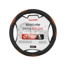 Чохол руля L шкіра чорний з коричневими вставками 39-41см. (CarLife)