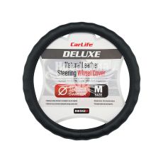 Чехол руля M кожа черный 37-39см. (CarLife) SW342M