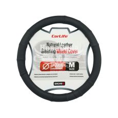 Чехол руля M кожа черный 37-39см. (CarLife) SW240M