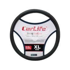 Чохол руля XL чорний з синьою ниткою 41-43см. (CarLife)