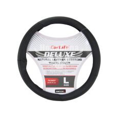 Чохол руля L шкіра чорний 39-41см. (CarLife)