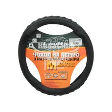 Чехол руля M кожа черный 37-39см. (Lavita) 331 (плетеный)