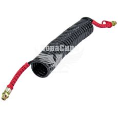 Шланг повітряний М16х1,5 чорний, червоний наконечник 7м. (Rider) (зєднання машини з полуприцепом)