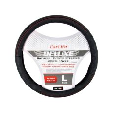 Чохол руля L шкіра чорний 39-41см. (CarLife)