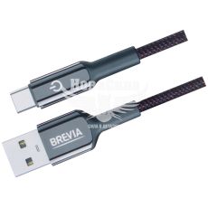 Кабель для зарядки моб. телеф. USB-A to Type-C (Brevia) 1.2м. чорний, Box (52120)