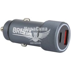 Зарядне для портативних пристроїв 12-24V (Brevia) 1USB-A, 1USB-C, 48W, Grip Metal