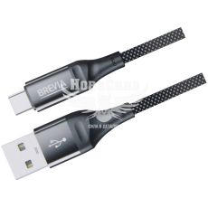 Кабель для зарядки моб. телеф. USB-A to Type-C (Brevia) 1м. чорний, Box (56100)