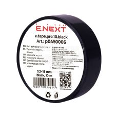 Изолента E.NEXT e.tape.pro.10.black из самозатухающего ПВХ, черная (10м)