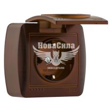 LEZARD DEMET Розетка одинарная з/з с крышкой, античный кедр