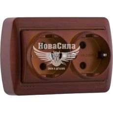 LEZARD DEMET Розетка двойная з/з, античный махагон