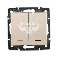 LEZARD RAIN Выключатель двойной с подсветкой, жемчужно-белый перламутр, без рамки