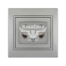 LEZARD MIRA Розетка телефонна подвійна євро, сірий металік