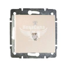 LEZARD RAIN Розетка телефонна євро, перлинно-білий перламутр, (без рамки)
