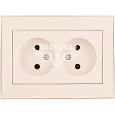 LEZARD RAIN Розетка двойная б/з ПБТ, крем с боковой вставкой