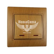 LEZARD MIRA Вимикач подвійний з підсвіткою, дуб класичний матовий