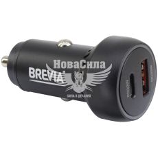 Зарядне для портативних пристроїв 12-24V (Brevia) 1USB-A, 1USB-C, 60W