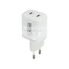 Зарядне для портативних пристроїв 220V (Brevia) 2USB-C, 45W