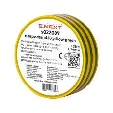 Ізолента E.NEXT e.tape.stand.10.yellow-green, жовто-зелена (10м)