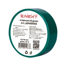 Изолента E.NEXT e.tape.pro.10.green из самозатухающего ПВХ, зеленая (10м)