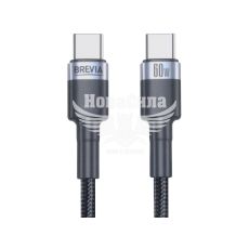 Кабель для зарядки моб. телеф. Type-C to Type-C (Brevia) 1м. черный, 60W, Box (53100)