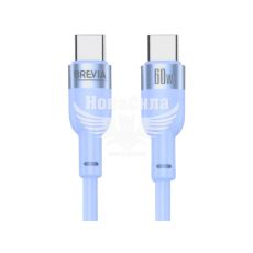 Кабель для зарядки моб. телеф. Type-C to Type-C (Brevia) 1.2м. синий, 60W, Box