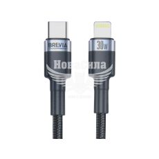 Кабель для зарядки моб. телеф. Type-C to Lightning (Brevia) 1.2м. черный, 30W, Box (53120)
