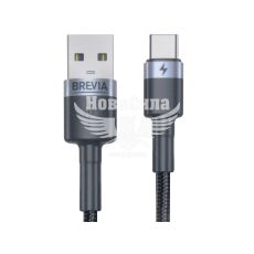 Кабель для зарядки моб. телеф. USB-A to Type-C (Brevia) 1м. черный, Box (53100)