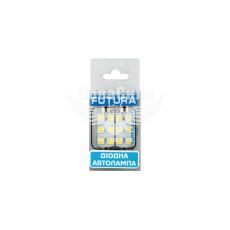 Лампочка 2-ох цокольна LED T11_C10W SMD біла 6-діодів 12V-1,7Вт SV8.5-8 41мм. (Futura) (к-т.-2шт.)