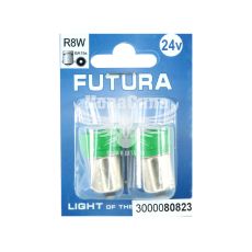 Лампочка 1-но конт. груша зелена LED SMD 24V 6-діодів R8W BA15s (Futura) (к-т.-2шт.)