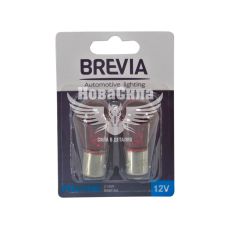 Лампочка 2-ох конт. груша червона 12V-21/5Вт PR21/5W BAW15d (Brevia) (к-т. 2шт.)