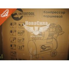 Компрессор стационарный (Intertool) (2-х цил.) 4HP.- 3кВт.- 8атм.- 420л / мин.- 50л.- 35кг.
