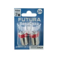 Лампочка 1-но конт. груша червона LED SMD 24V 4-діоди R8W BA15s (Futura) (к-т.-2шт.)