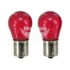 Лампочка 1-но конт. груша червона 12V-21/5Вт PR21/21W BAW15s (Brevia) (к-т. 2шт.)