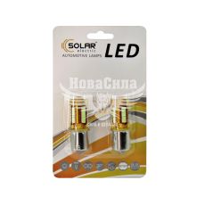 Лампочка 1-но конт. груша біла LED SMD 12V 38-діодів 140lm. P21W BA15s (Solar) (к-т.-2шт.)