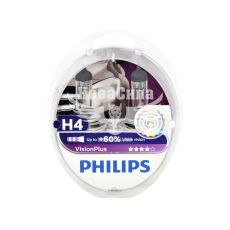 Лампочка галогенна H4 P43t 12V-60/55Вт (Philips) +60 (Vision Plus) (кт. 2шт.)