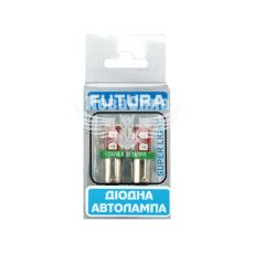 Лампочка з цоколем LED T4W SMD зелена 12-діодів 24V-2,5Вт BA9s (Futura) (к-т.-2шт.)