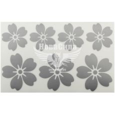 Наклейка Квітки срібні 7,5х7 3шт, 5,5х5 4шт.