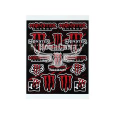 Наклейка (планшет) для мото Monster кт.-16шт. 29х24,5 червона
