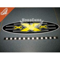 Наклейка з написом XXX (овал жовтий) 29х7,5