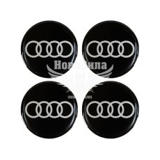 Наклейка Audi на ковпаки (силікон) чорна діам. 7