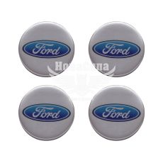 Наклейка Ford на ковпаки (силікон) срібна діам. 5х5