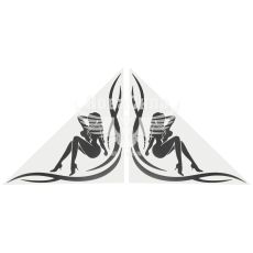 Наклейка Кутова (скла бокового) (Дівчина) (срібна) 31х31