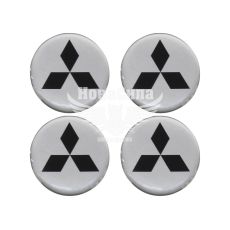 Наклейка Mitsubishi на ковпаки (силікон) срібна діам. 5х5