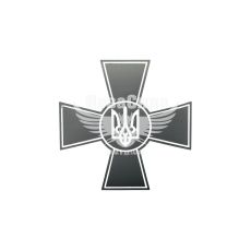 Наклейка Крест с тризубцем (серебряная) 15х15
