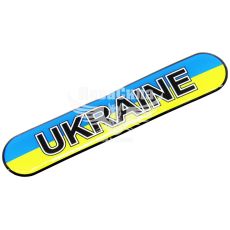 Наклейка з написом UKRAINE (синьо-жовте тло) (силікон) 11.3х2.2