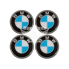 Наклейка BMW на ковпаки (силікон) синя діам. 7