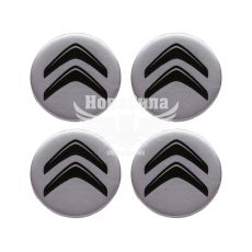 Наклейка Citroen на ковпаки (силікон) срібна діам. 5х5